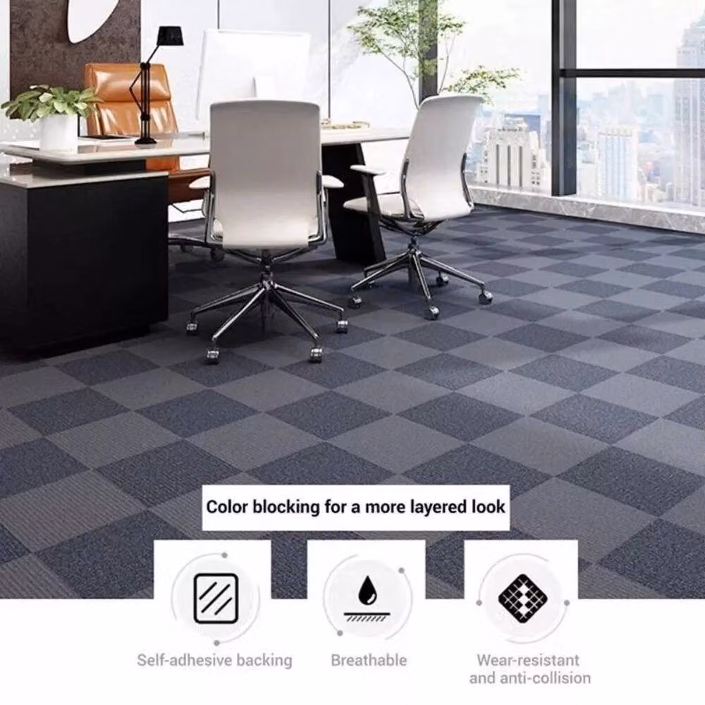NESTLUNE Grey Modern Plain Carpet Tiles, 5m2 Box (20 Tiles) – 4