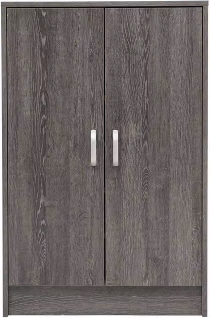 VOGREX 6 Tier Grey Wood Grain 2 Door Modern Entryway Shoe Cabinet with Internal Shelves