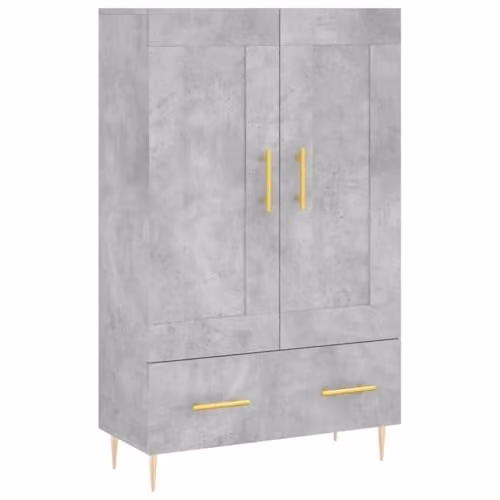 vidaXL Modern Highboard in Grey with Hinged Doors and Drawers, W/D/H: 69.5 x 31 x 115 cm – 1