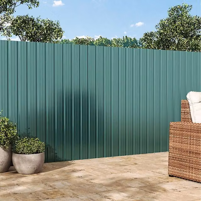 Livingandhome Pack of 12 Corrugated Steel Enamel Sheets in Green