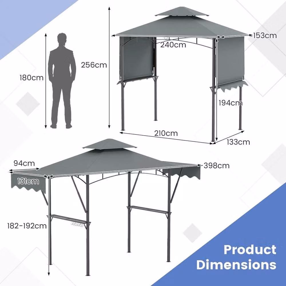 Kelvenix Backyard Barbecue Picnic Tent Grey Grill Gazebo W: 398 cm, D: 153 cm, H: 256 cm – 2