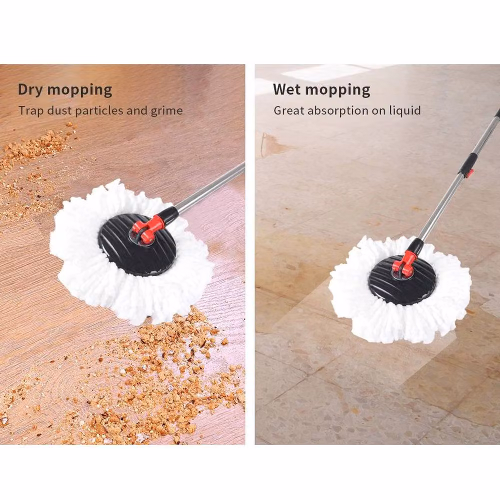 EONLION Spin Mop and Bucket Set with Wringer and Telescopic Handle, Black, Height: 100 cm – 2
