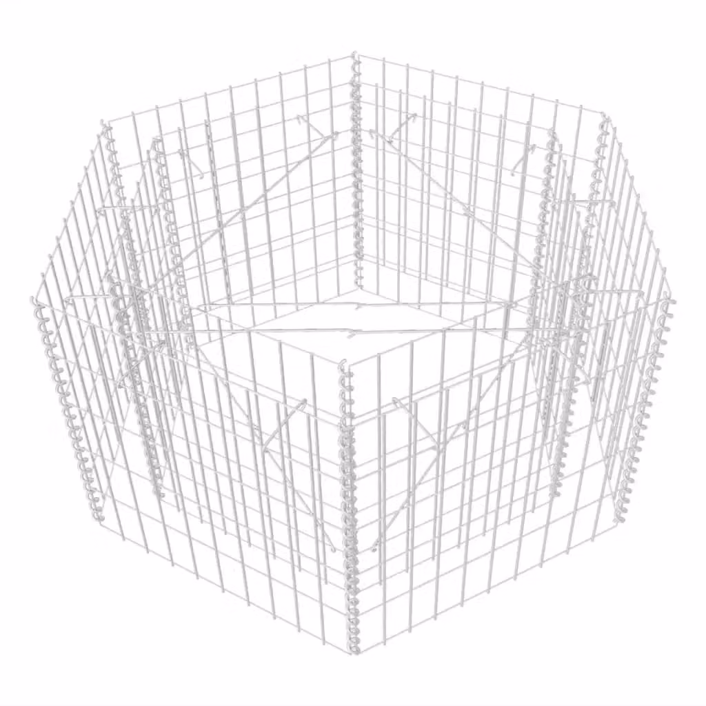Berkfield Home Hexagonal Gabion Raised Bed in Silver, W/D/H: 100 x 90 x 50 cm – 2