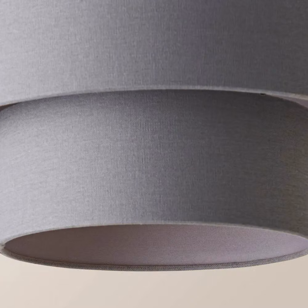 ValueLights Jodie Two Tier Linen Drum Ceiling Lamp Shade in Grey – 3