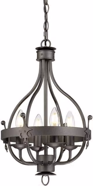 Elstead Windsor Lantern Chandelier in Grey and Gold with Crystal Accents, 4 x E14