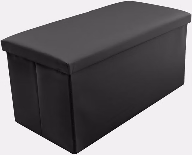 Home Republic Contemporary Faux Leather Storage Boxes in Black, W/D/H: 76 x 38 x 38 cm
