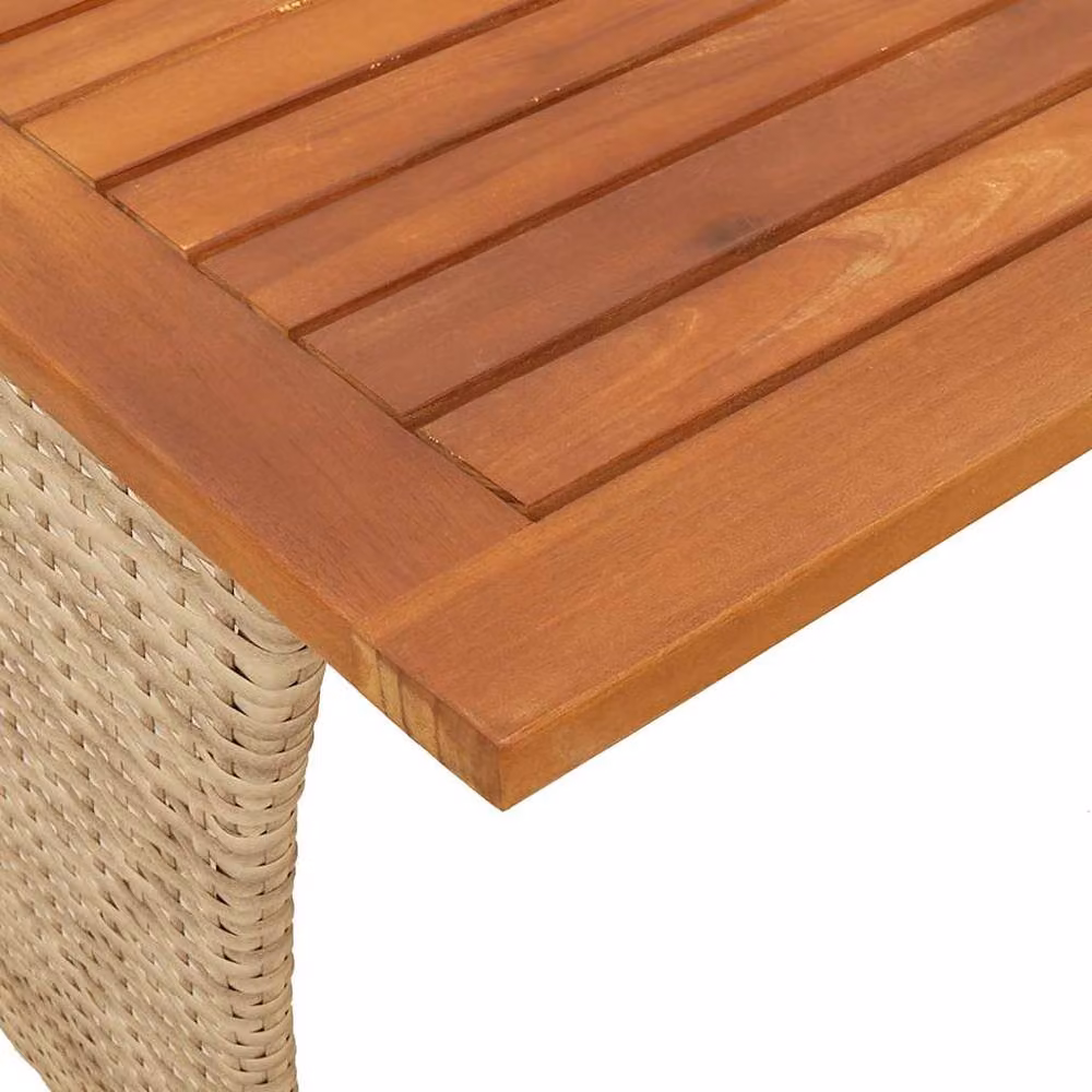 Berkfield Home Garden Table with Acacia Wood Top in Beige, W/D/H: 105 x 75 x 72 cm – 3