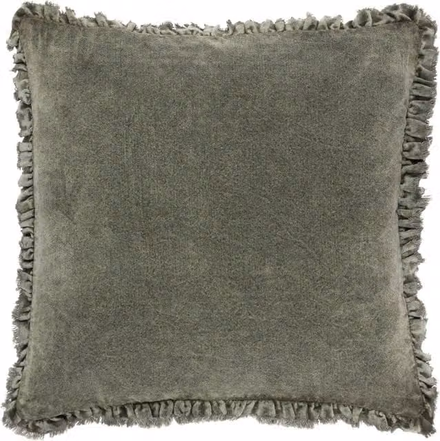 Make It A Home Bertie Cotton Velvet Cushion in Moss Green with Feather Filling