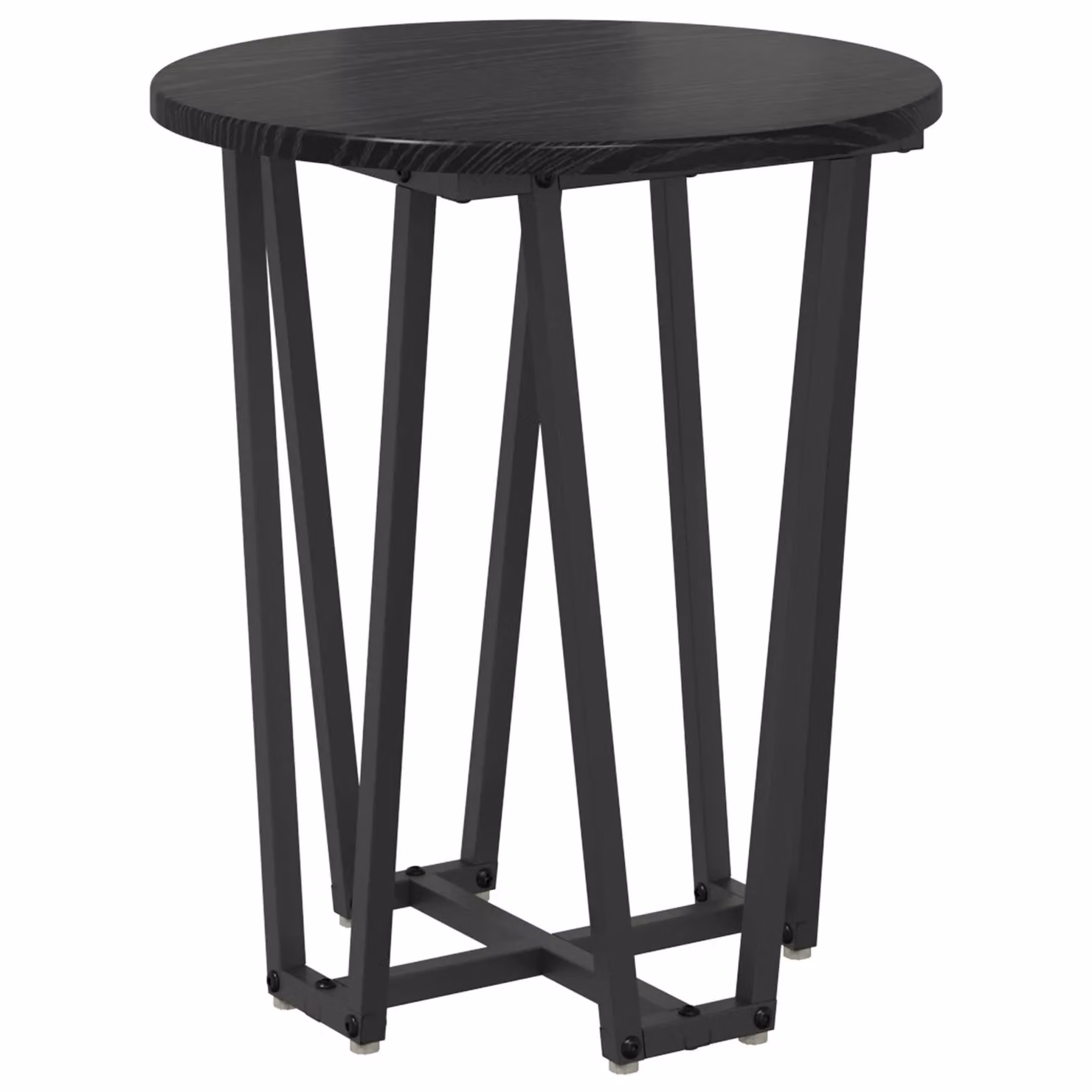 Berkfield Home Set of 2 Modern Round Side Tables in Black MDF and Metal – 3