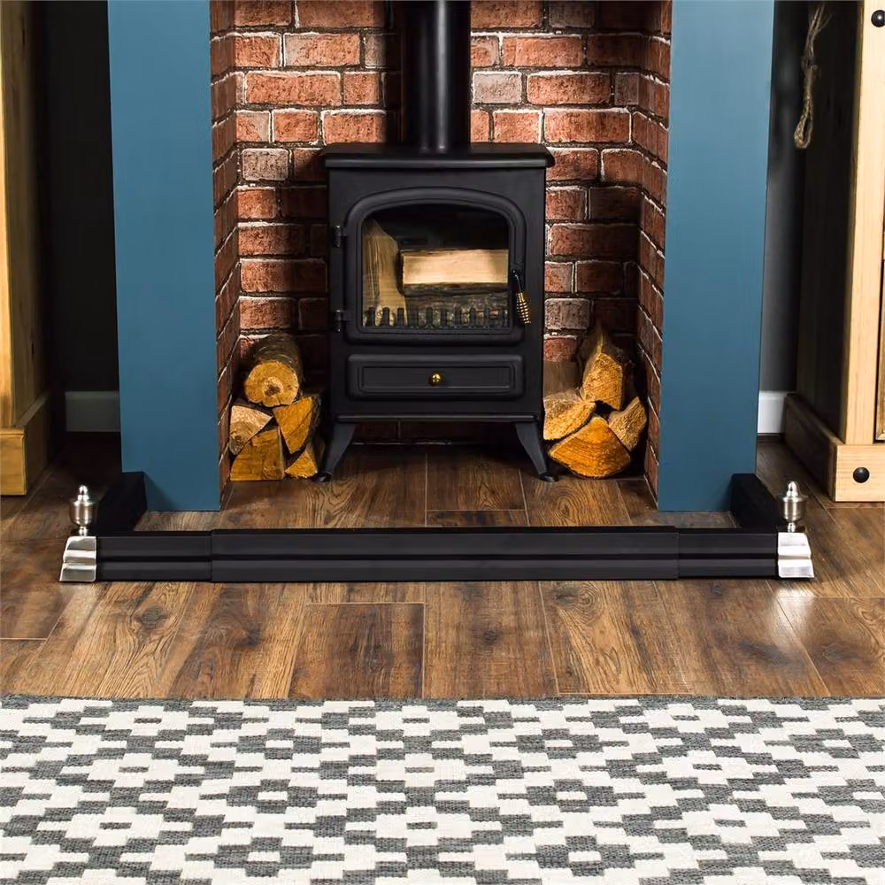 Kelvenix Adjustable Steel Fireplace Fender and Mantel Surround in Black – 3