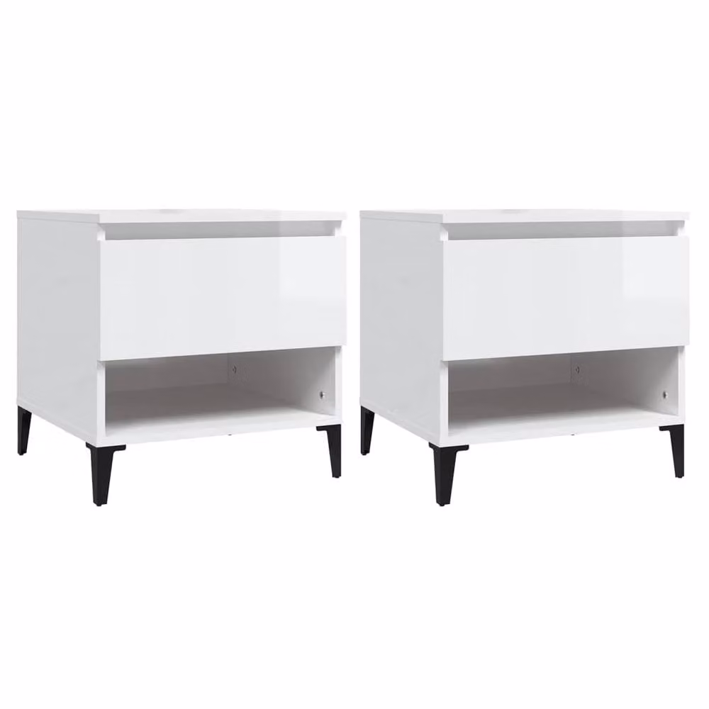 Berkfield Home Set of 2 High Gloss White Side Tables, W/D/H: 50 x 46 x 50 cm – 2