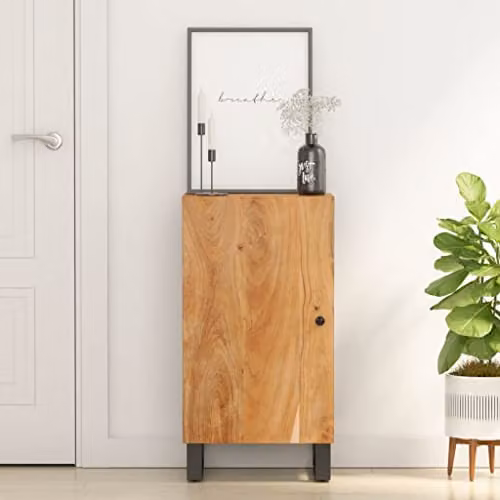 vidaXL Industrial Acacia Wood Sideboard with Door, Brown, W: 40 cm, D: 31 cm, H: 75 cm – 2