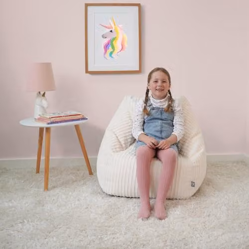 rucomfy Corduroy Beanbag Armchair for Kids and Teenagers in Ivory/Beige – 2
