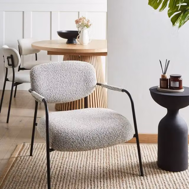 Wyld Haus Century Modern Armchair in Black and White Woven Polyester with Metal Frame – 1