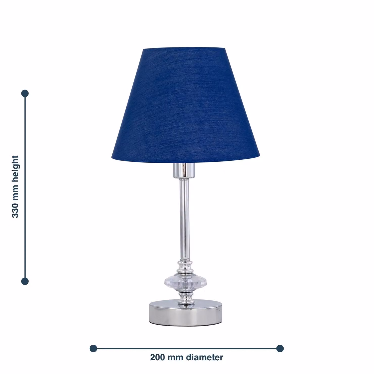 First Choice Lighting Chrome Jewelled Table Lamp with Navy Blue Fabric Shade – 3