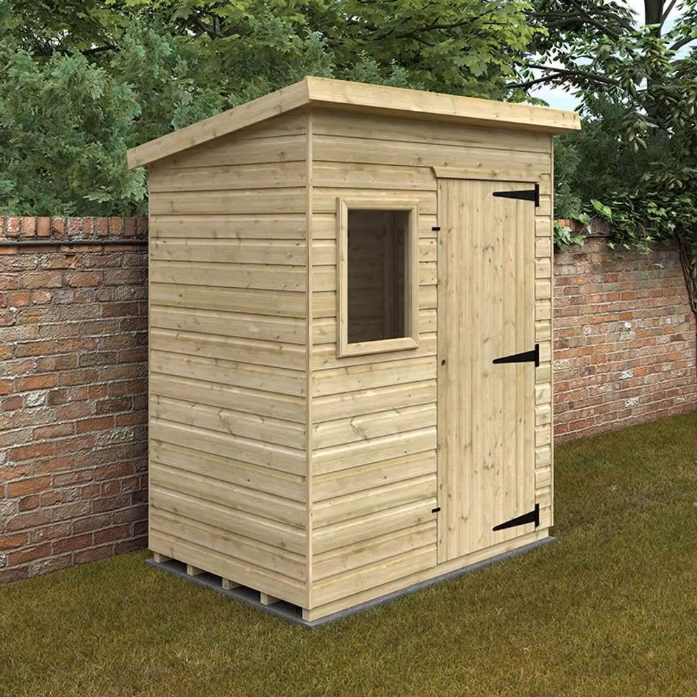 Buttercup Farm Deluxe Pent Shed, 16mm Tanalised Solid Wood, W: 183 x D: 122 cm – 2
