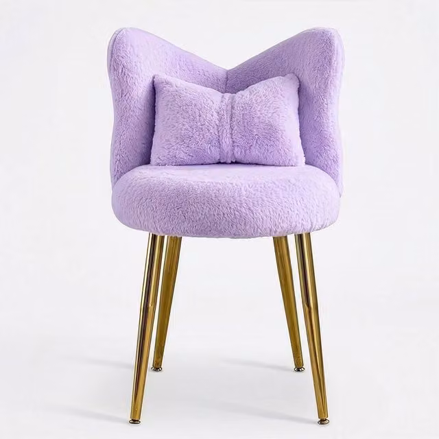 KORVIXA Modern Vanity Makeup Stool with Cushion in Purple, W/D: 100 x 100 cm