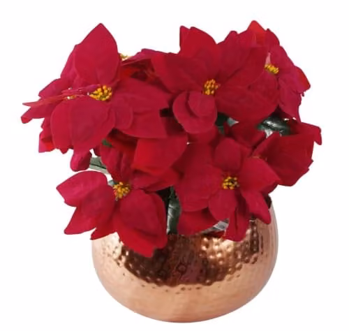 Red Silk Poinsettia Artificial Christmas Houseplant in Pot, 40cm