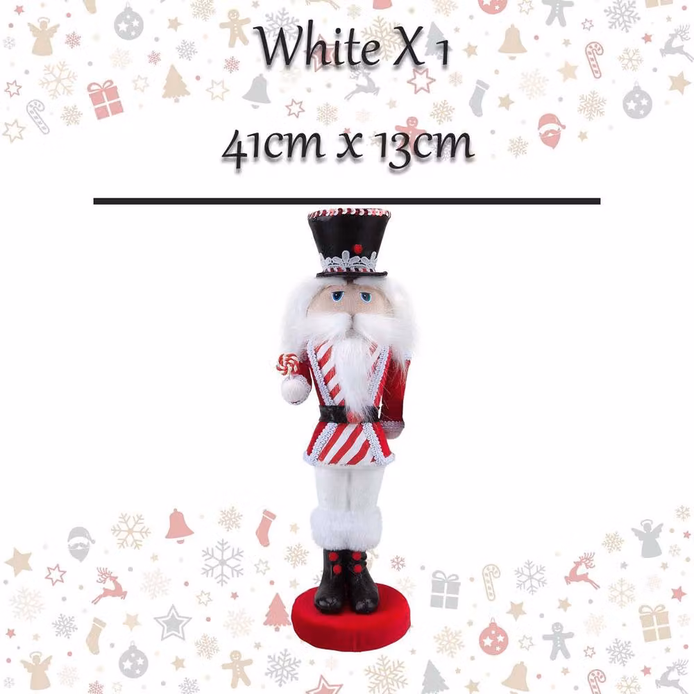 VFM e-Store Christmas Nutcracker Decoration, Multicolour Striped Freestanding Ornament, H 41 cm x W 13 cm x D 13 cm – 2