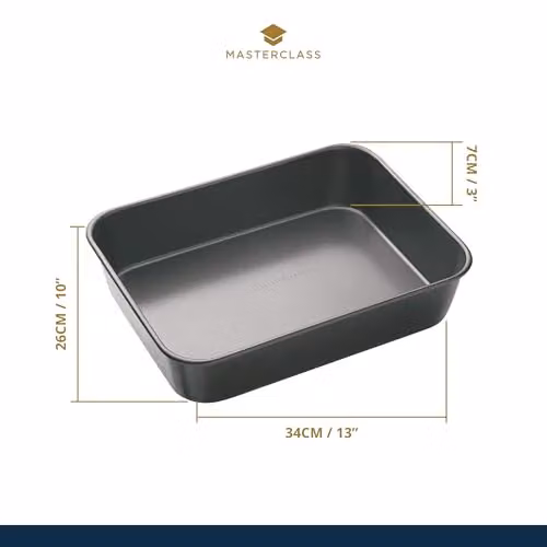 MasterClass Non-Stick Rectangular Roasting Pan, Grey, W: 34 cm, D: 26 cm, H: 7 cm – 3