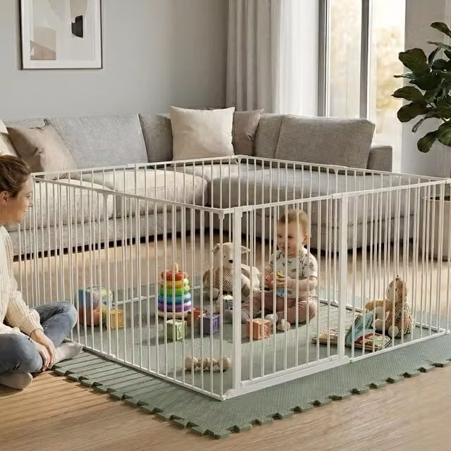 Safetots Play Den in White and Black with Soft Green Foam Play Mat, W: 144 cm, D: 105 cm