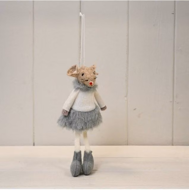 KDMD Grey Hanging Fabric Mouse Figure with Skirt