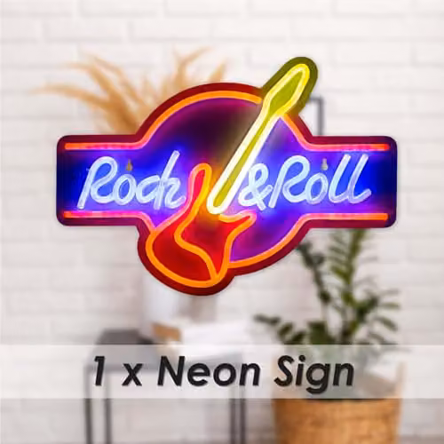 VFM e-Store Rock & Roll Mancave Neon Light, USB Powered, Multicolour, W: 30 cm, H: 40 cm – 4