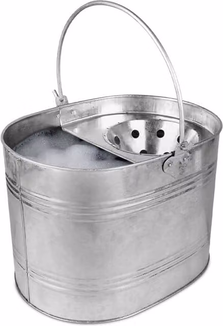 BARGAINS-GALORE Heavy Duty Galvanised Metal Mop Bucket and Wringer, 16 Litre, Metallic Silver – 1
