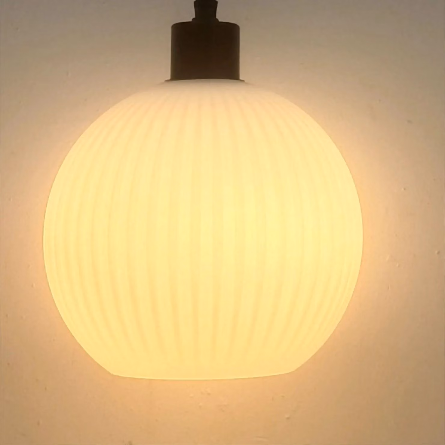 First Choice Lighting Betchley White Ribbed Glass Sphere Pendant Light with Black Fitting – 3