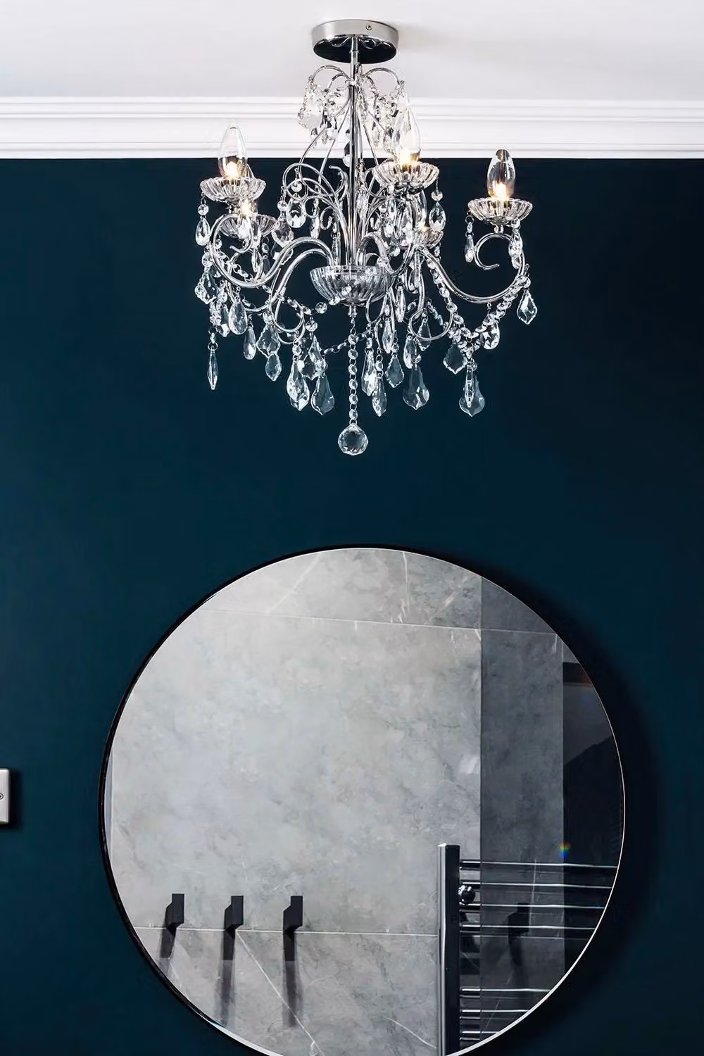BHS Lighting Daphne Crystal Chandelier in Silver and Chrome – 2