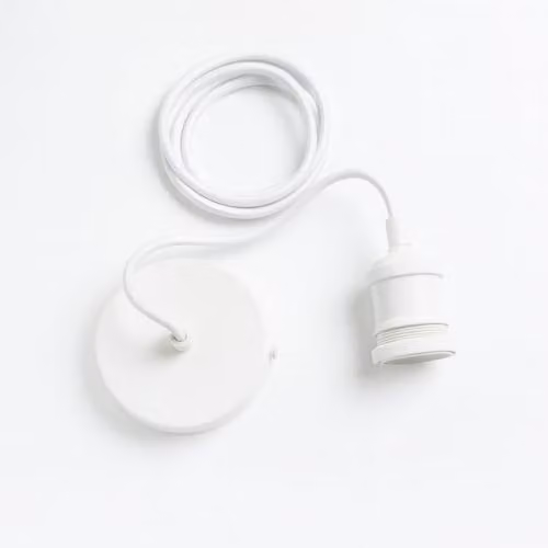 CGC Lighting Cassie Adjustable Glass Pendant Light with Matching Ceiling Rose, White, E27 – 1
