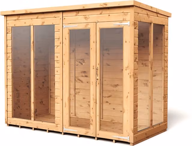 Empire Sheds Empire 8x4 Pent Summerhouse with Double Doors and Window in Brown