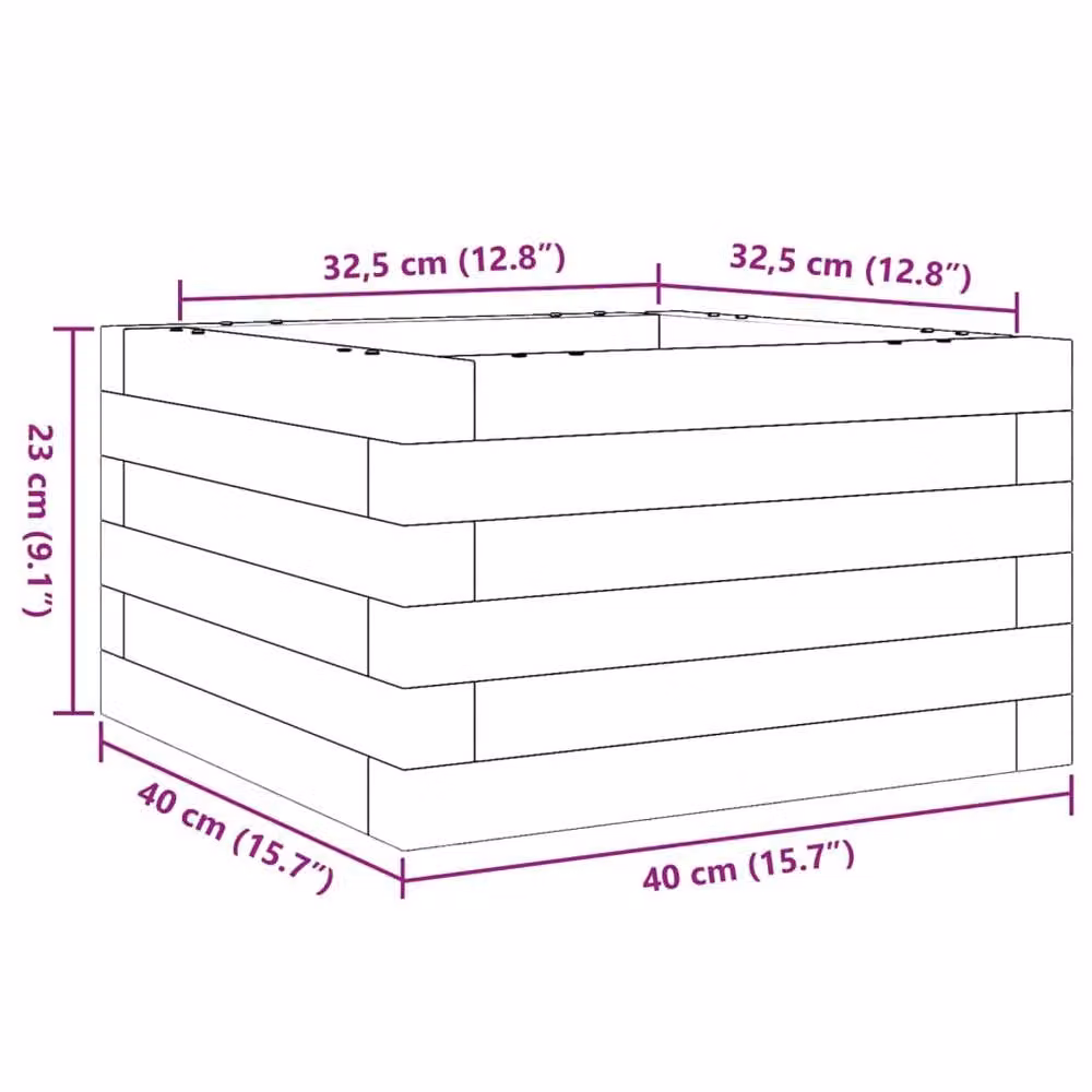 Berkfield Home Garden Planter Tub in Brown and Orange Solid Wood, W/D/H: 40 x 40 x 23 cm – 3