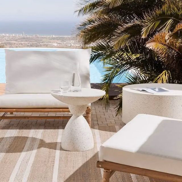 Wyld and Coco Terrazzo White Round Side Table