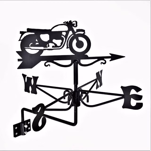 Buttercup Farm Mini Vintage Motorcycle Steel Weathervane, Black, W: 38 cm, D: 38 cm, H: 43 cm