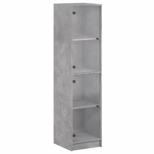 vidaXL Modern Highboard with Glass Doors in Concrete Grey, W/D/H: 35 x 37 x 142 cm – 1