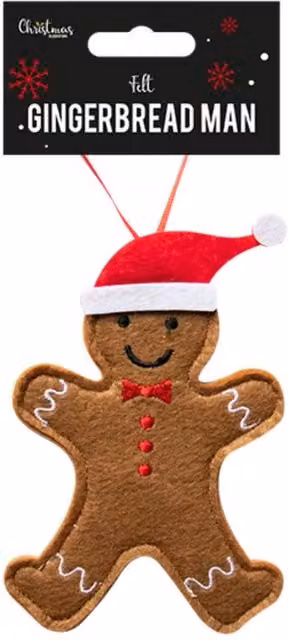 KDMD Brown and Red Felt Gingerbread Man Christmas Hanging Decorations, 6 Pack, Height: 12.5 cm – 1