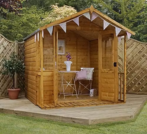 Mercia Brown Wooden Log Cabin Summerhouse Shed with Gable Roof – 1