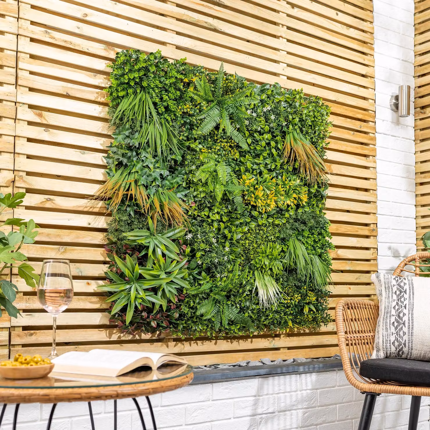 Christow Artificial Plant Living Wall Panels Green, 4 x 50 x 50 cm – 2