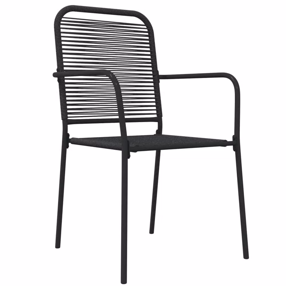 Berkfield Home Elegant 7 Piece Garden Dining Set in Black Cotton Rope and Steel – 4