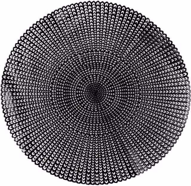 Simpa Black Akari Graphic PVC Round Table Placemats, Set of 2, Diameter: 42 cm