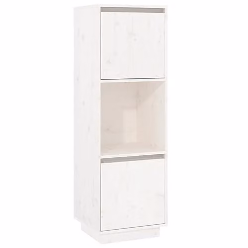 vidaXL White Solid Wood Pine Highboard with Hinged Doors and Open Shelf, W/D/H: 38 x 35 x 117 cm – 1