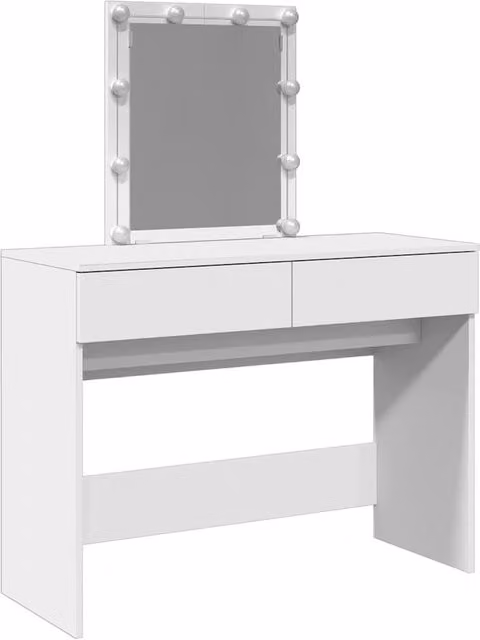 Berkfield Home Hollywood LED Dressing Table in White, W/D/H: 100 x 40 x 130 cm – 1