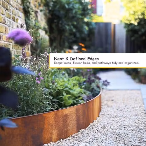 Nicoman Heavy Duty Pre-Rusted Metal Garden Border Edging, Bronze/Brown, 10m Length – 3