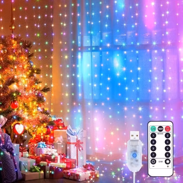 Garwarm 300 LED Multicolor Curtain Fairy Lights with Remote Control and Timer