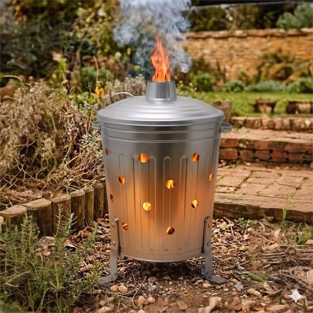 Nordara 45L Galvanised Steel Garden Incinerator Fire Bin in Silver – 2