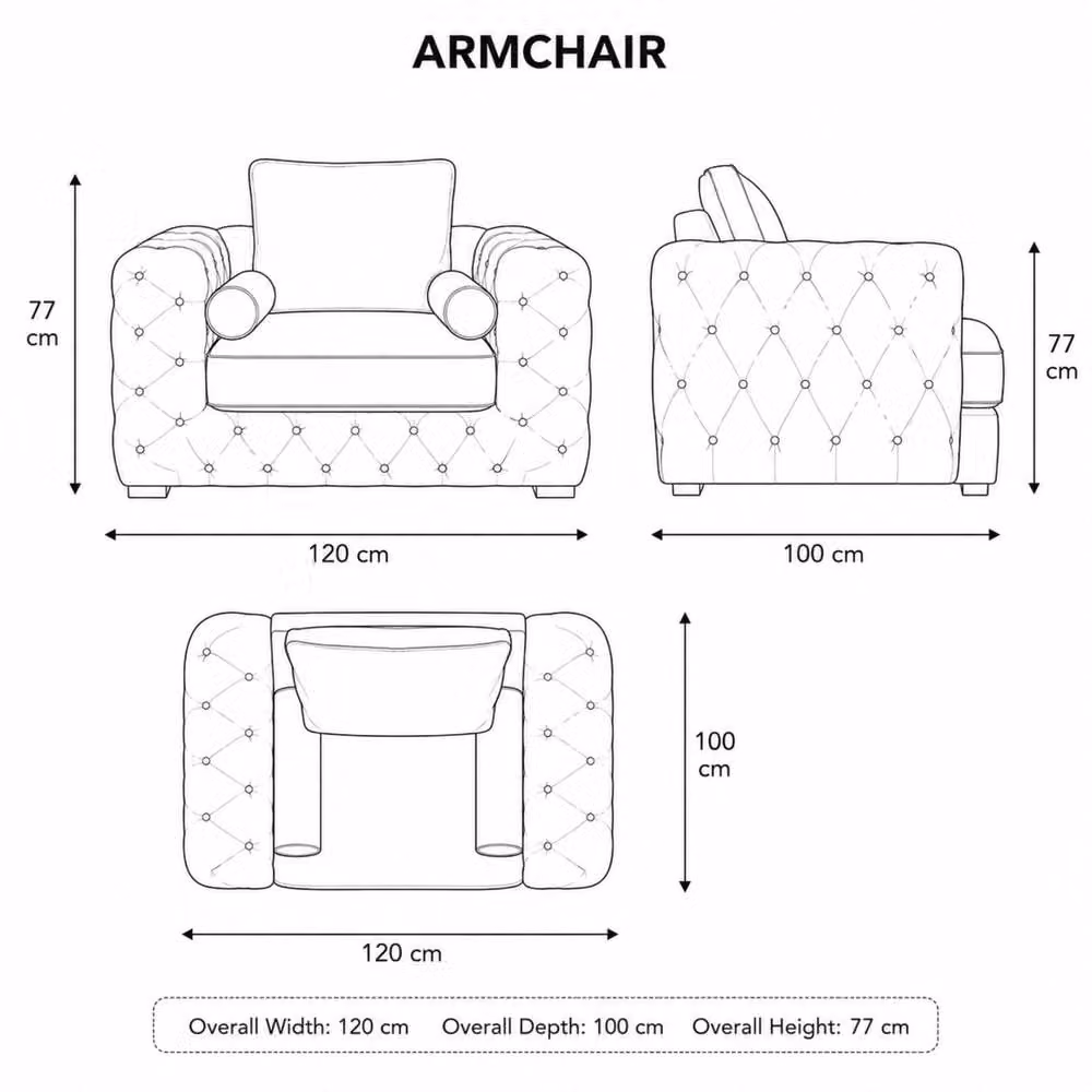 Stratus Interiors Ashley Full Back Chesterfield Plush Velvet Armchair in Navy Blue – 2