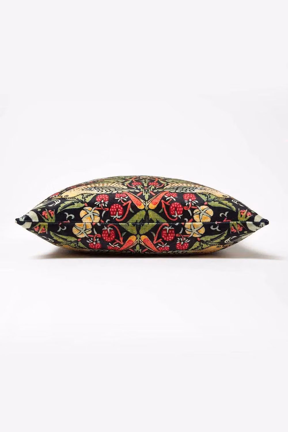Homescapes William Morris Strawberry Thief Velvet Cushion in Black and Multicolour, W/D/H: 45 x 45 x 45 cm – 3