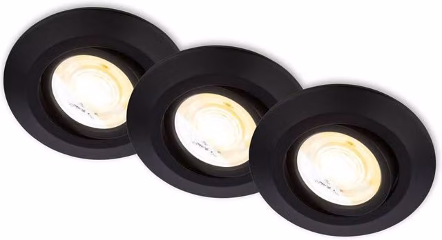 Briloner Set of 3 Dimmable CCT LED Recessed Downlights in Black, D: 90 mm, H: 24 mm – 4