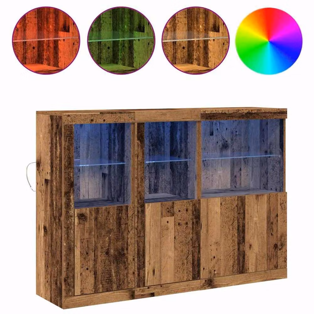 Berkfield Home Rustic Brown Sideboard with Integrated LED Lights, W/D/H: 142.5 x 37 x 100 cm – 3